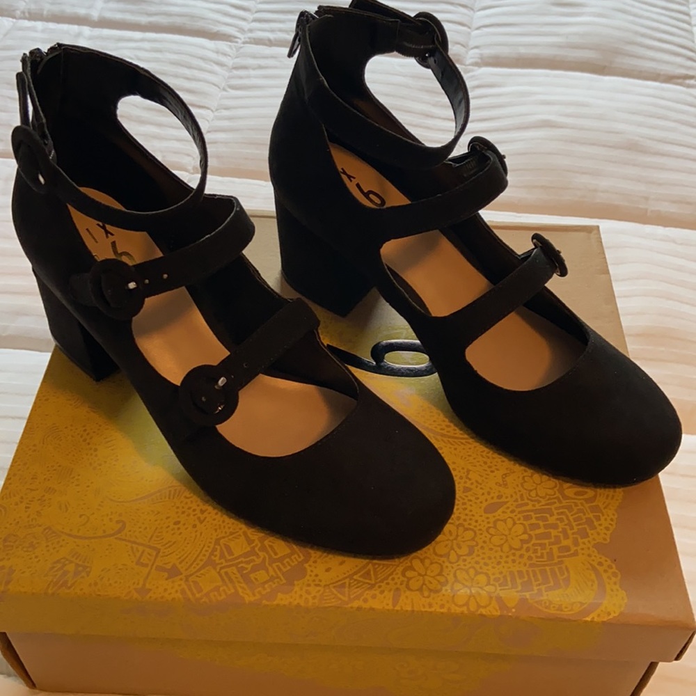 Mix No. 6 Black Mary Jane Block Heel Pumps